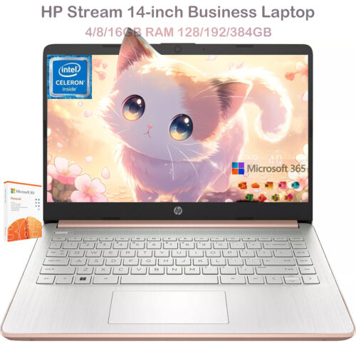 HP 14 Ultral Light Laptop,intel N4120 2.8GHZ,UPTO 16GB,384GB+1-Year Office 365