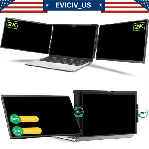 EVICIV 14.0″ 2K Dual Portable Monitor Triple Screen 60Hz Gaming Computer Display