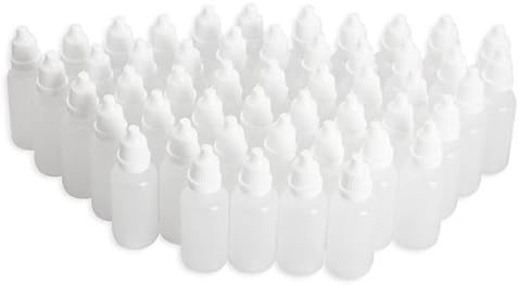 Clear 5ml/10ml/8ml/15ml/20ml/30ml/50ml White Plastic Empty Squeezable Dropper Bottles 50 Pcs Eye Liquid Dropper with Caps (20ml)