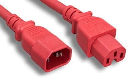 Kentek 6 Feet Ft US AC Power Cord 3 Prong Extension Cable IEC320 C14 to C15 14 AWG 15A 250V Red Heavy Duty for Servers/Routers/Network Switches/Blade Server Enclosures/Data Rack