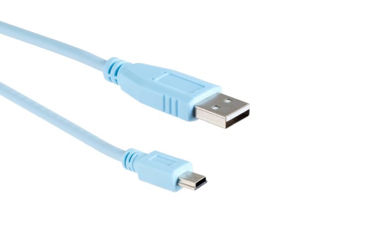 USB Console Cable (Compatible with Cisco CAB-Console-USB), 6ft in Length, USB Type A to USB Type Mini B, Rollover Console Cable, USB 2.0, Connect to Routers, Switches, and Firewalls