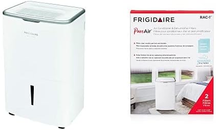 Bundle of Frigidaire FGAC5044W1 Dehumidifier, High Humidity 50 Pint Capacity with Wi-Fi Connected + Frigidaire FRPARAC1 PureAir RAC-1 Allergen Air Filter