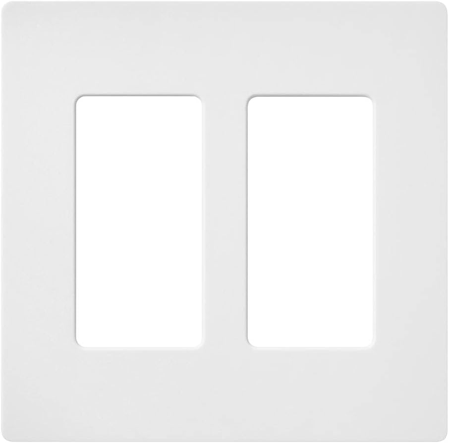 Lutron Claro 2 Gang Decorator/Rocker Wallplate, For Light Dimmers, Switches and Accessories, Snap-On Installation, No Visible Screws, Satin, SC-2-SW, Snow