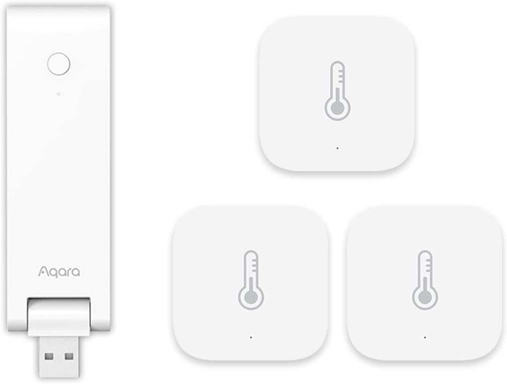 Aqara Smart Hub E1 Plus 3 Aqara Temperature and Humidity Sensor, Zigbee, for Remote Monitoring and Home Automation, Compatible with Apple HomeKit, Alexa, Works with IFTTT