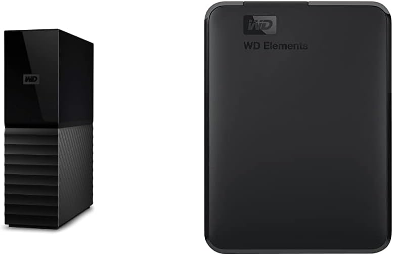 WD 18TB My Book Desktop External Hard Drive, USB 3.0, External HDD with Password Protection and Auto Backup Software – WDBBGB0180HBK-NESN and WD 5TB Elements Portable HDD, External Hard Drive, USB 3.0 for PC & Mac, Plug and Play Ready – WDBU6Y0050BBK-WESN