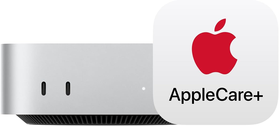 Apple 2024 Mac Mini Desktop Computer with M4 chip with 10‑core CPU and 10‑core GPU: Built for Apple Intelligence, 16GB Unified Memory, 512GB SSD Storage with AppleCare+ (3 Years)