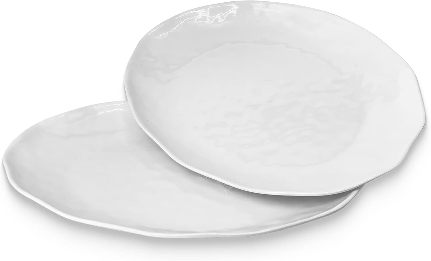 Yalin Oval Large Serving Platter, 16 Inch Melamine Serving Tray, Great for Restaurant, Steak, Salad and Everyday, Set of 2 White Dinner Plates