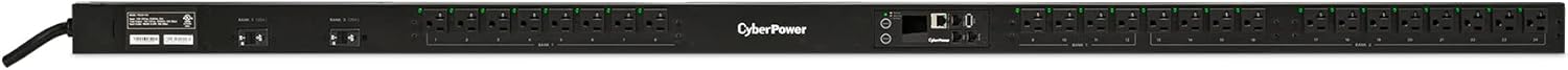 CyberPower PDU81102 Switched Metered Outlet PDU, 100-120V/30A, 24 Outlets, 0U Rackmount, Black