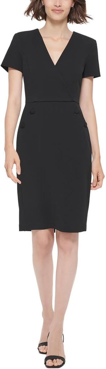 Calvin Klein Womens Faux Wrap Work Day wear Sheath Dress