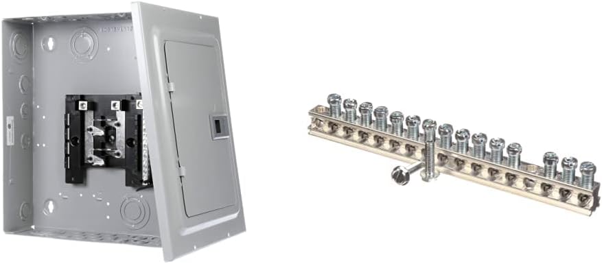 Siemens E0816ML1125S EQ 125 Amp, 8-Space, 16-Circuit, Indoor Main Lug Surface Mount Load Center & US2 EC2GB15 Ground Bar Kit with 15 Terminal Positions, Color