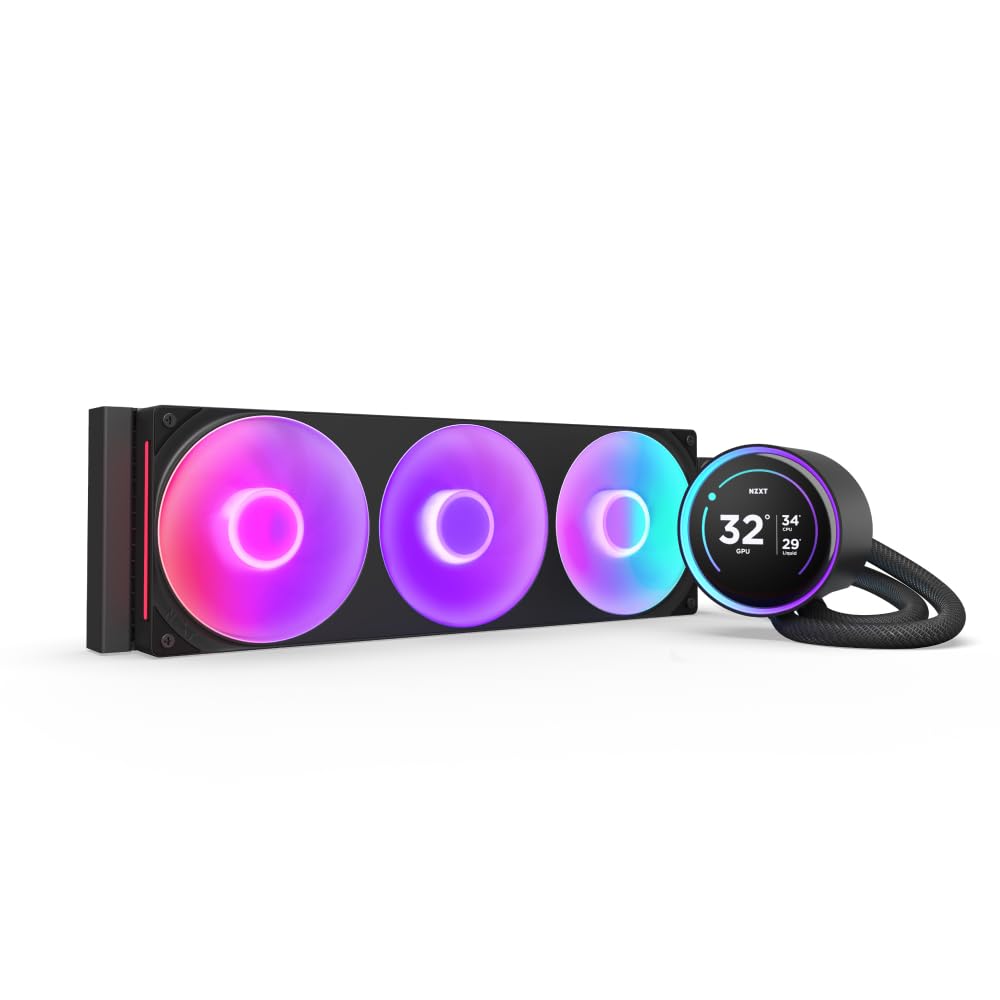 NZXT Kraken Elite 360 RGB 2024 – AIO CPU Liquid Cooler – 360mm Radiator – F360 RGB Core Fan – Customizable 2.72″ IPS LCD – NZXT Turbine Pump – AMD® AM5, AM4 – Intel® LGA 1851/1700, 1200/115X – Black