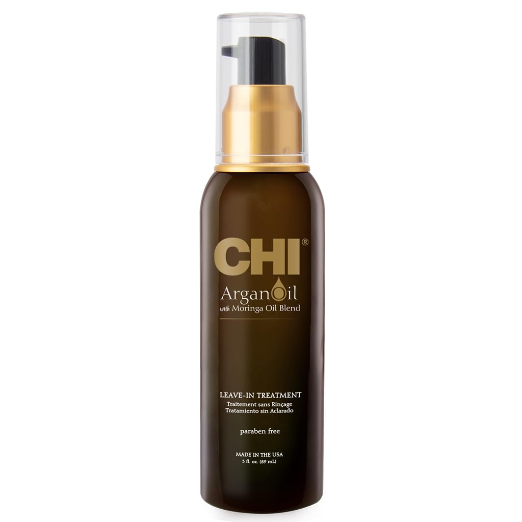 CHI Argan Oil Leave In Treatment, Argan Plus Moringa Oil, Lightweight Formula To Moisturize Dull & Damaged Hair, Sulfate & Paraben-Free, 3 Oz