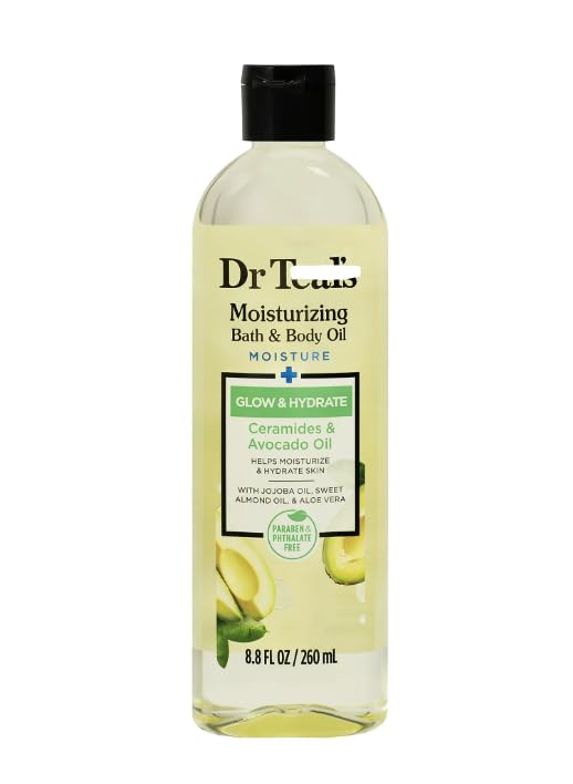 Newly Moisturizing Bath & Body Oil, Glow & Hydrate with Ceramides and Avocado Oil, 8.8 fl oz (1 Pack, Packaging May Vary)