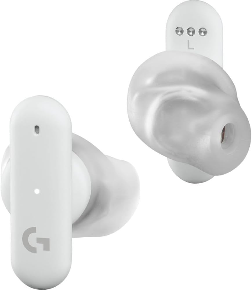 Logitech G FITS True Wireless Gaming Earbuds, Custom Molded Fit, Lightspeed + Bluetooth, Four Beamforming Microphones, PC, Mac, PS5, PS4, Mobile, Nintendo Switch – White (Renewed)