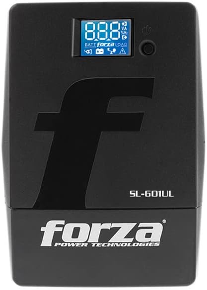 Smart UPS Battery Backup & Surge Protector with 6 Outlets by Forza | 600VA (360W) Interactive Surge Protector with Emergency Battery Backup Power Supply and AVR LCD Touchscreen