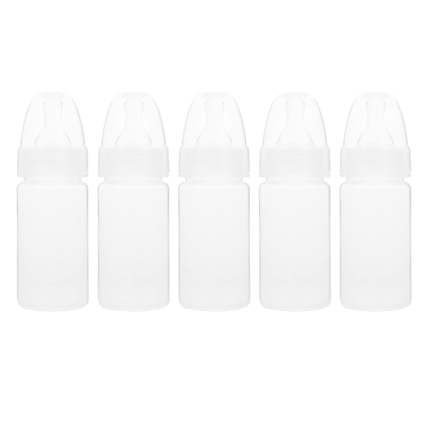 EXCEART ewborn Disposable Milk Bottle 5Pcs Clear Scale Milk Powder Bottles Infants Baby Bottles with Nipple (White)