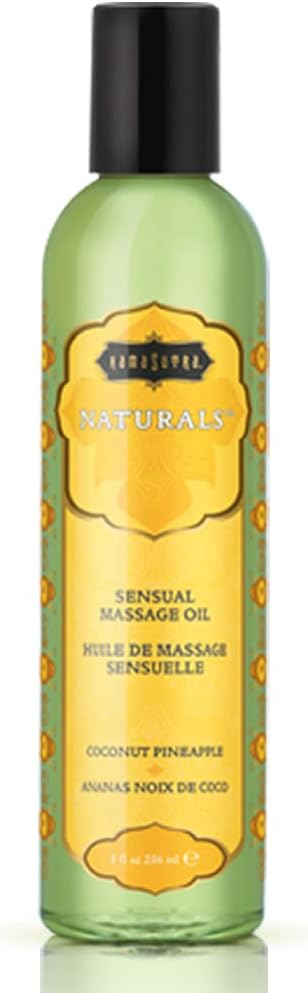 KAMA SUTRA Naturals Massage Oil Coconut Pineapple – 8 fl oz – Sore Muscle Massage Oil for Body – Natural Therapy Oil – Warming, Relaxing, Joint & Muscles – Sensual Massage for Couples, Women, and Men.