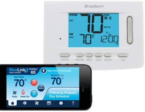 BlueLink Smart Wi-Fi Universal Programmable Thermostat, 5″ Display (3 Heat/2 Cool)