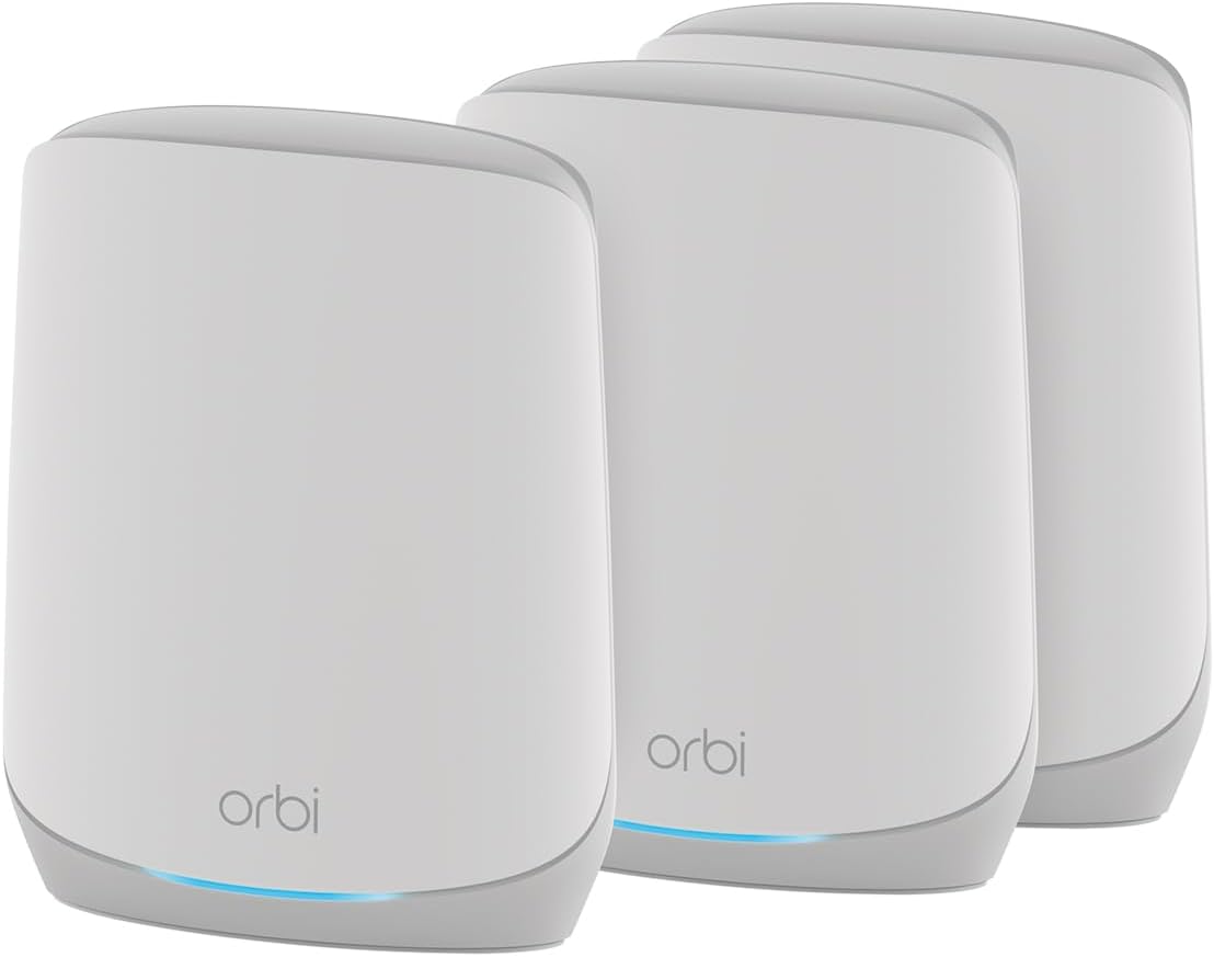 NETGEAR Orbi Whole Home Tri-Band WiFi 6 Mesh Network System (RBK753P) – Router with 2 Satellite Extenders – Security Features – Coverage up to 7,500 sq. ft., 75 Devices – AX5200 (Up to 5.2Gbps)