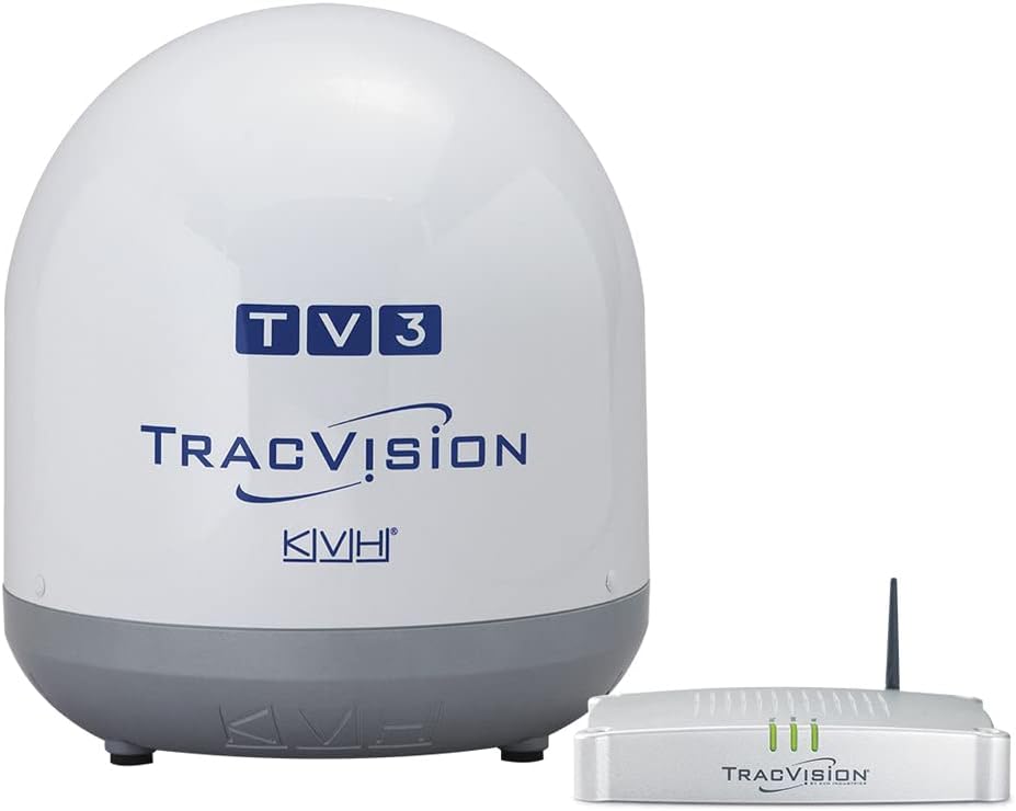 KVH Industries 01-0368-07 TracVision TV3 w/IP-TV Hub Boating Antennas