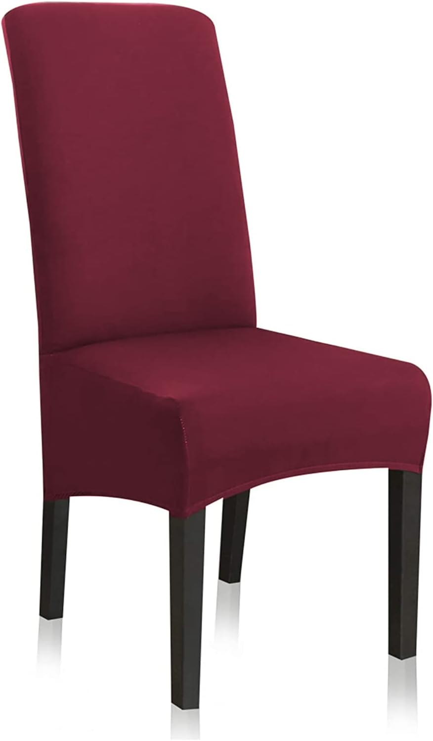 Stretch Dining Chair Slipcovers, XL/Oversized Removable Washable Soft Spandex Extra Large Dining Room Chair Covers for Kitchen Hotel Table Banquet Solid Color (4 Per Set, Burgundy Red)