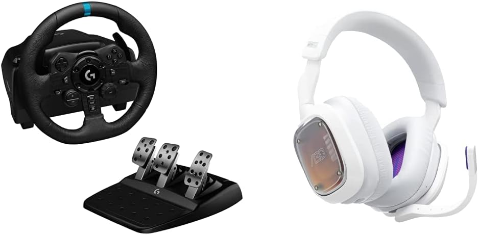 Logitech G Logitech G923 Racing Wheel and Pedals for PS 5, PS4 and PC featuring TRUEFORCE up to 1000 Hz Force Feedback, Responsive Pedal Astro A30 LIGHTSPEED Wireless Gaming Headset