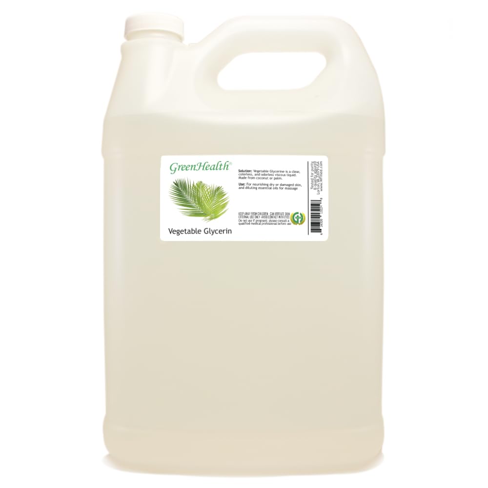 Vegetable Glycerin – 1 Gallon Plastic Jug w/Cap – 100% Pure Carrier Oil – GreenHealth