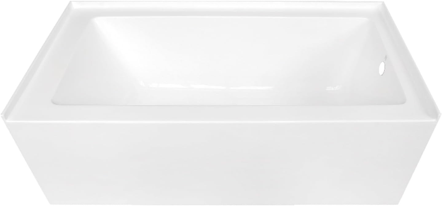 KINGSTON BRASS VTDE603122R 60-Inch Contemporary Alcove Acrylic Bathtub with Right Hand Drain and Overflow Holes, White