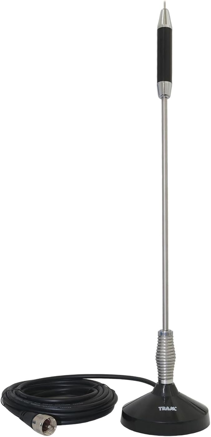 Tram 703-HC Center-Load Stainless Steel Whip CB Magnet-Mount Antenna Kit with 3-1/2-In. Magnet and Cable