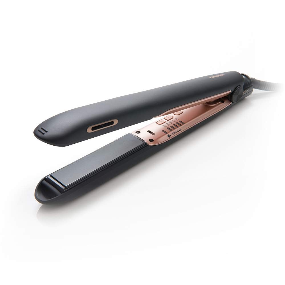 Panasonic nanoe Flat Iron for Healthy, Shiny Hair, Hair Styling Iron with Ceramic Plates and Intuitive Heat Technology, for Straightening, Smoothing and Curling – EH-HS99-K (Black/Rose Gold)