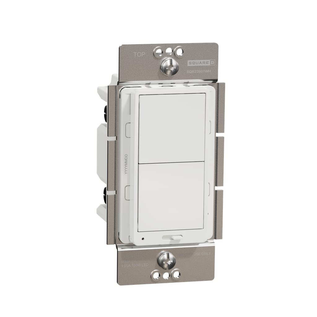 Square D by Schneider Electric X Series 15 Amp Dimmer Light Switch Single-Pole/3-Way for LED, Halogen, Incandescent, and CFL Lighting, 600 Watt, Rocker, Matte White