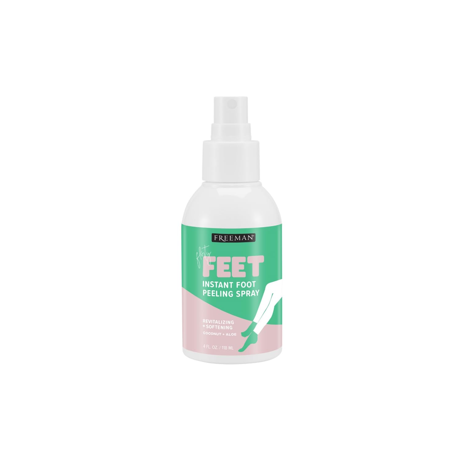 Freeman Flirty Feet Instant Foot Peeling Spray, Exfoliating Foot Mask, Moisturizing, Smooth Dry Heels, Remove Dead Skin Quickly, Stocking Stuffer, Cruelty-Free & Vegan, 4 fl.oz./ 118 ml Bottle