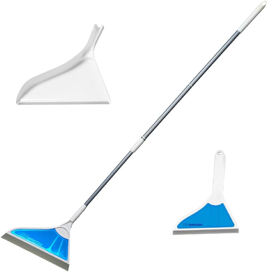 Helio Air Broom 3 Piece Kit All Surface Sweeper and Squeegee for Wet and Dry Cleaning Dust, Dirt, Liquids, Pet Hair, Tile, Hardwood Floors, Carpet, Furniture, Windows, Shower Doors As Seen on TV