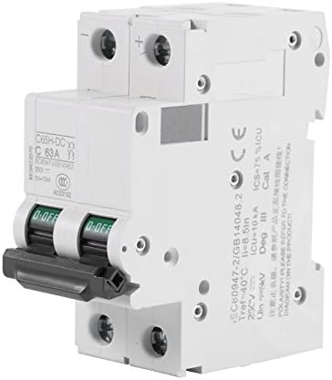 Miniature DC Circuit Breaker, 1pc 250V DC Breaker 2P Low Voltage Solar Circuit Breaker 16A/32A/63A for Short Circuit (63A)