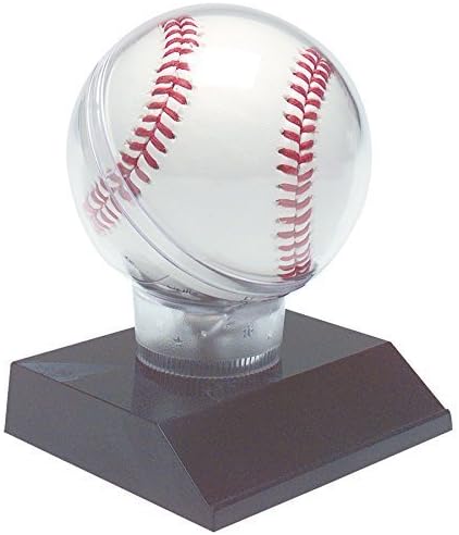 All Star Baseball Holder on Black Base Trophy – 4.5 Inch Tall | Game Ball Display Case Award – Engraved Plate on Request – Decade Awards