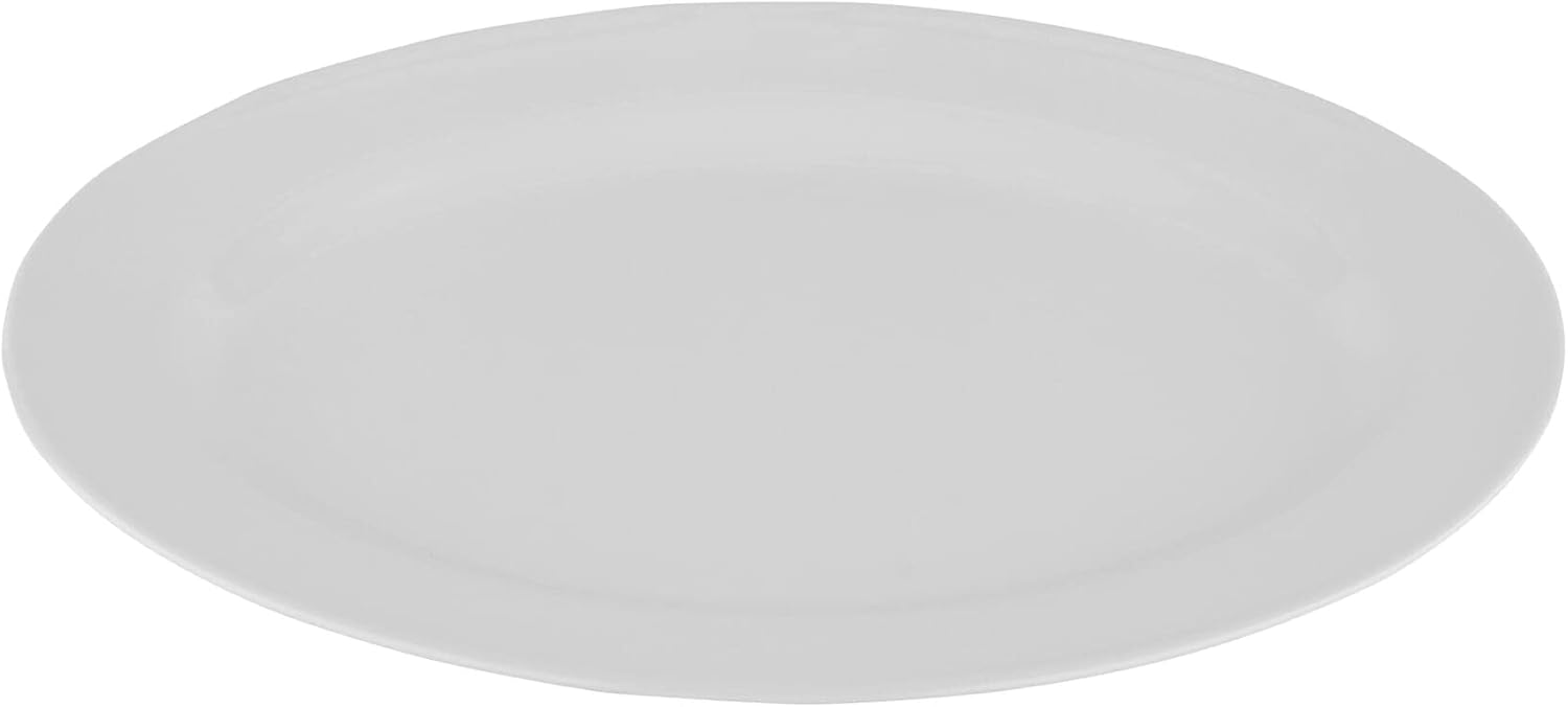 G.E.T. OP-618-W White 18″ x 13.5″ Oval Platter, Break Resistant Dishwasher Safe Melamine Plastic, Milano Collection