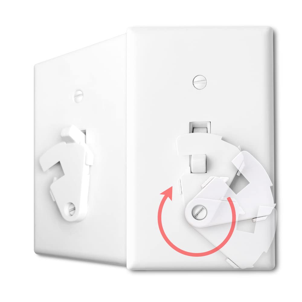 Toggle Light Switch Guard, ILIVABLE Child Proof Switch Plate Cover Rotary Lock Protects Your Lights from Being Accidentally Turned On or Off by Children and Adults (White, 2 Pack)