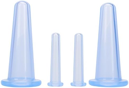 4Pcs Massage Cupping Set Silicone Mini Facial Cups Face Massager Helper Skin Care Neck Back Eyes Massaging Cup Safe to Use, Don’t Worry About Burns Health Care Products, Massage Tools (Blue)