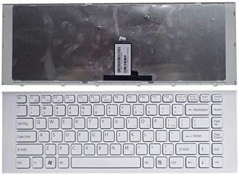 Replacement Keyboard with Frame for Sony Vaio VPCEG VPC-EG Vaio PCG-61911L PCG-61913L PCG-61A11L PCG-61A12L PCG-61A13L PCG-61A14L, US Layout White Color