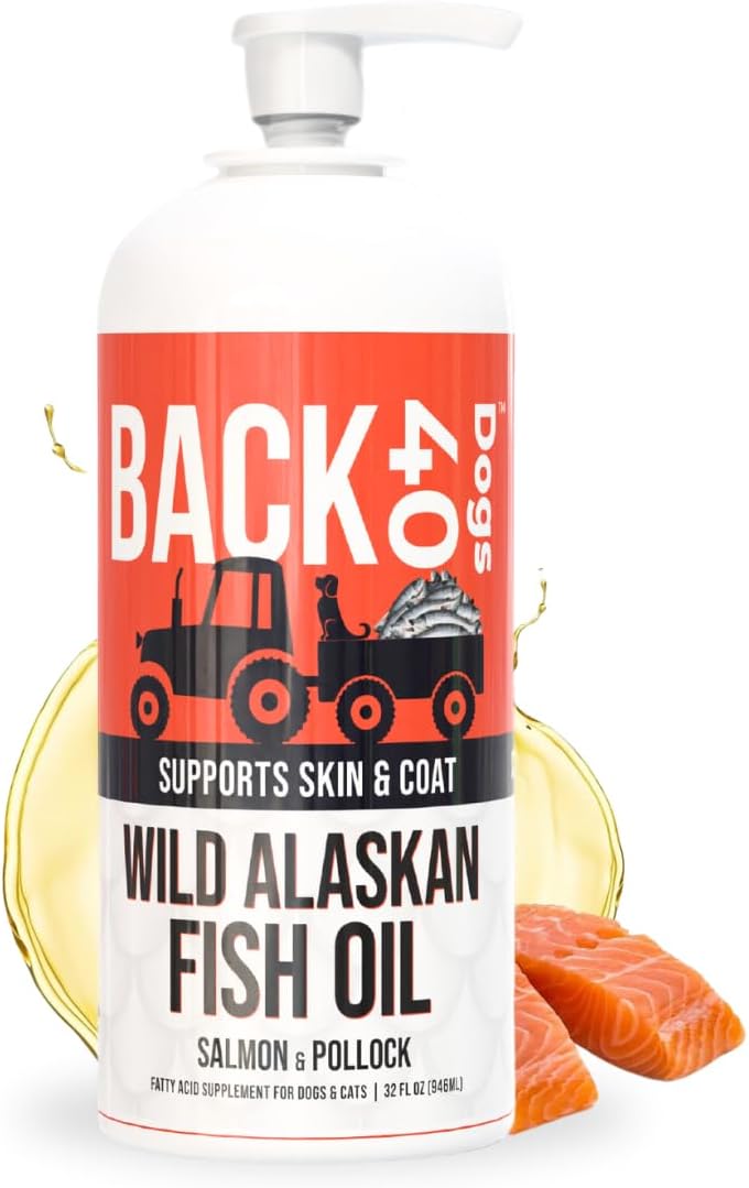 Wild Alaskan Fish Oil for Dogs, Skin and Coat Supplement for Dogs & Cats, Omega-3-Rich Salmon and Pollock Oil, EPA & DHA Dog Salmon Oil for Brain, Heart, and Joints 32 fl oz