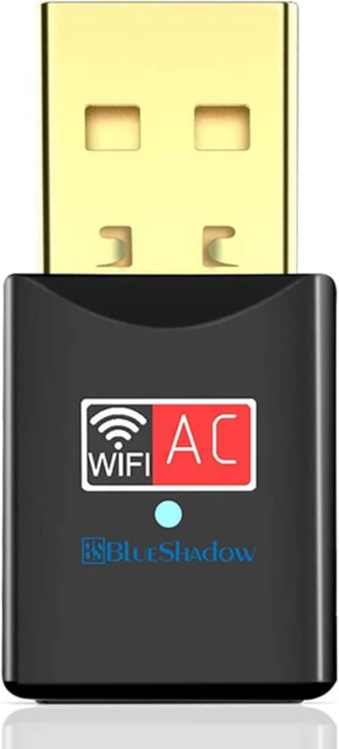 Blueshadow USB WiFi Adapter – Dual Band 2.4G/5G Mini Wi-fi ac Wireless Network Card Dongle with High Gain Antenna for Desktop Laptop PC Support Windows XP Vista/7/8/8.1/10 (USB WiFi 600Mbps)