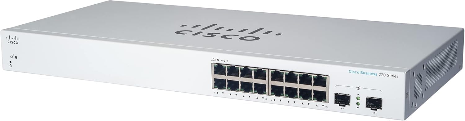 Cisco Business CBS220-16P-2G Smart Switch | 16 Port GE | PoE | 2x1G SFP | 3-Year Limited Hardware Warranty (CBS220-16P-2G-NA)