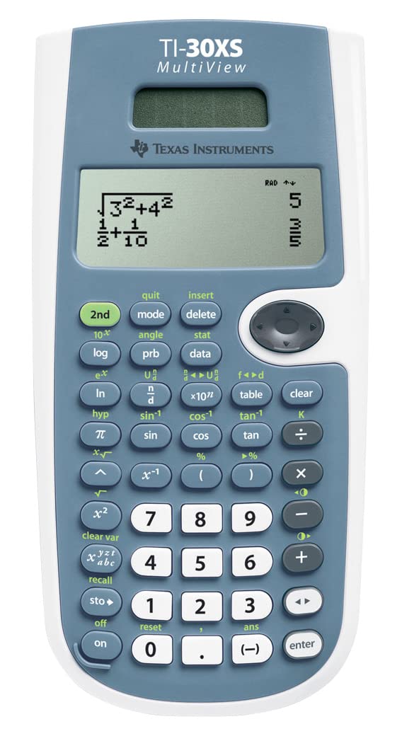 Texas Instruments TI-30XS MultiView School Calculator (up to 4 Line Display, Solar and Battery Powered)