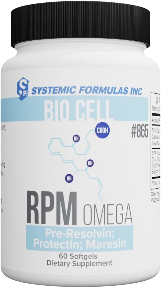 Systemic Formulas RPM Pre-Resolvin; Protectin; Maresin – Supports Cardiovascular Health, 60 Capsules, Bio Cell #865. Boosts Brain Development., 60 Count (Pack of 1)