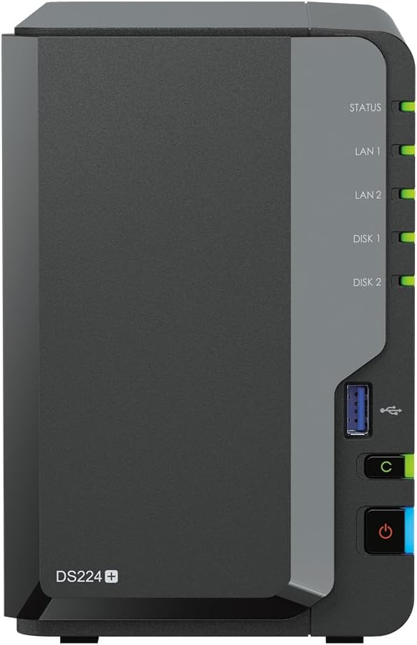 Synology DS224+ 2-Bay Diskstation NAS (Intel Celeron J4125 4-Core 2.0 GHz 2GB DDR4 RAM 2xRJ-45 1GbE LAN-Port) 8TB Bundle with 2X 4TB WD Red Plus