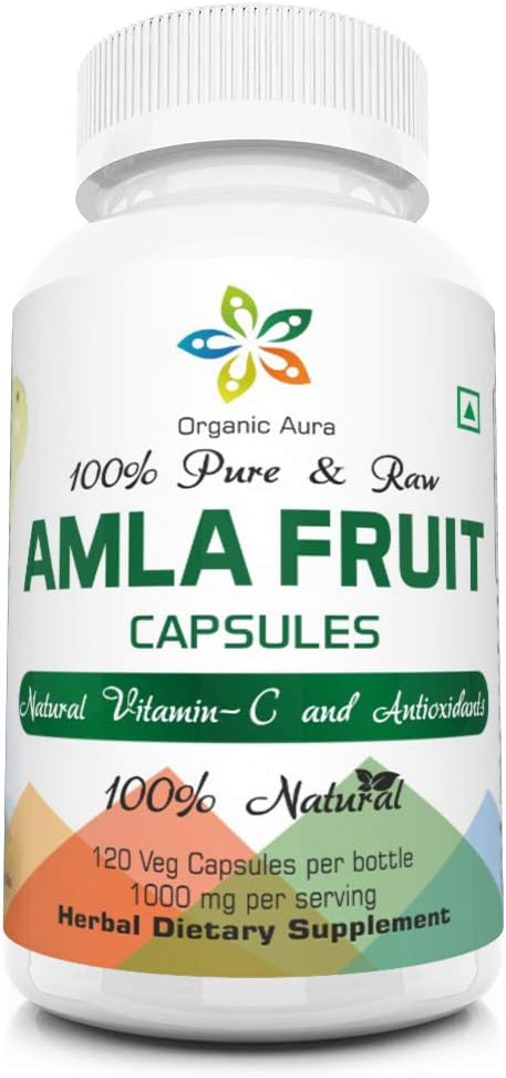 AMLA Capsules. 1000mg per Serving, 120 Veg Capsules. Natural Vitamin C and Antioxidants. Raw Green Whole Superfood. All Natural, Fresh and Original. No GMO and Gluten Free.