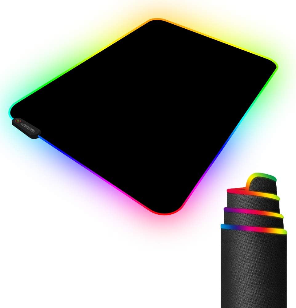 RGB Gaming Mouse Pad with 11 RGB Light up Modes,LED Gaming Pad,Non-Slip Rubber Based Computer Mice mat Medium Size(13.7” x 10.3”)