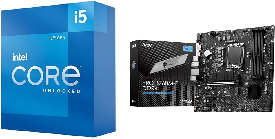 Intel Core i5-12600K Desktop Processor + MSI PRO B760M-P DDR4 ProSeries Motherboard