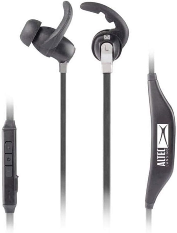 Altec Lansing MZW101-BLK Bluetooth Earphones, Waterproof in-Ear Earbuds, Boasting Up to 6 Hours of Battery Life, USB Charge Cable Included, On-Board Microphone, 33-Ft Wireless Range, Black