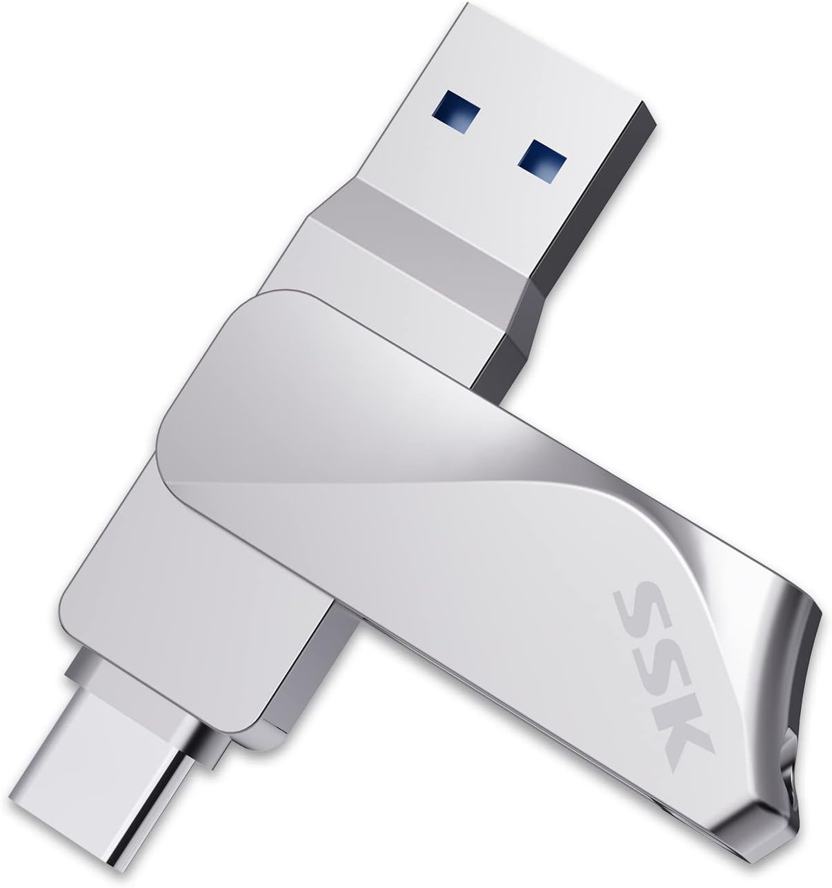 SSK 64GB USB C Flash Drive Dual Drive 2 in 1 OTG USB A 3.2 + Type C Memory Stick Thumb Drive, Thunderbolt Pendrive up to 200MB/s Transfer Speed Photo Stick for Android Phones/Tablets/Mac/Laptop